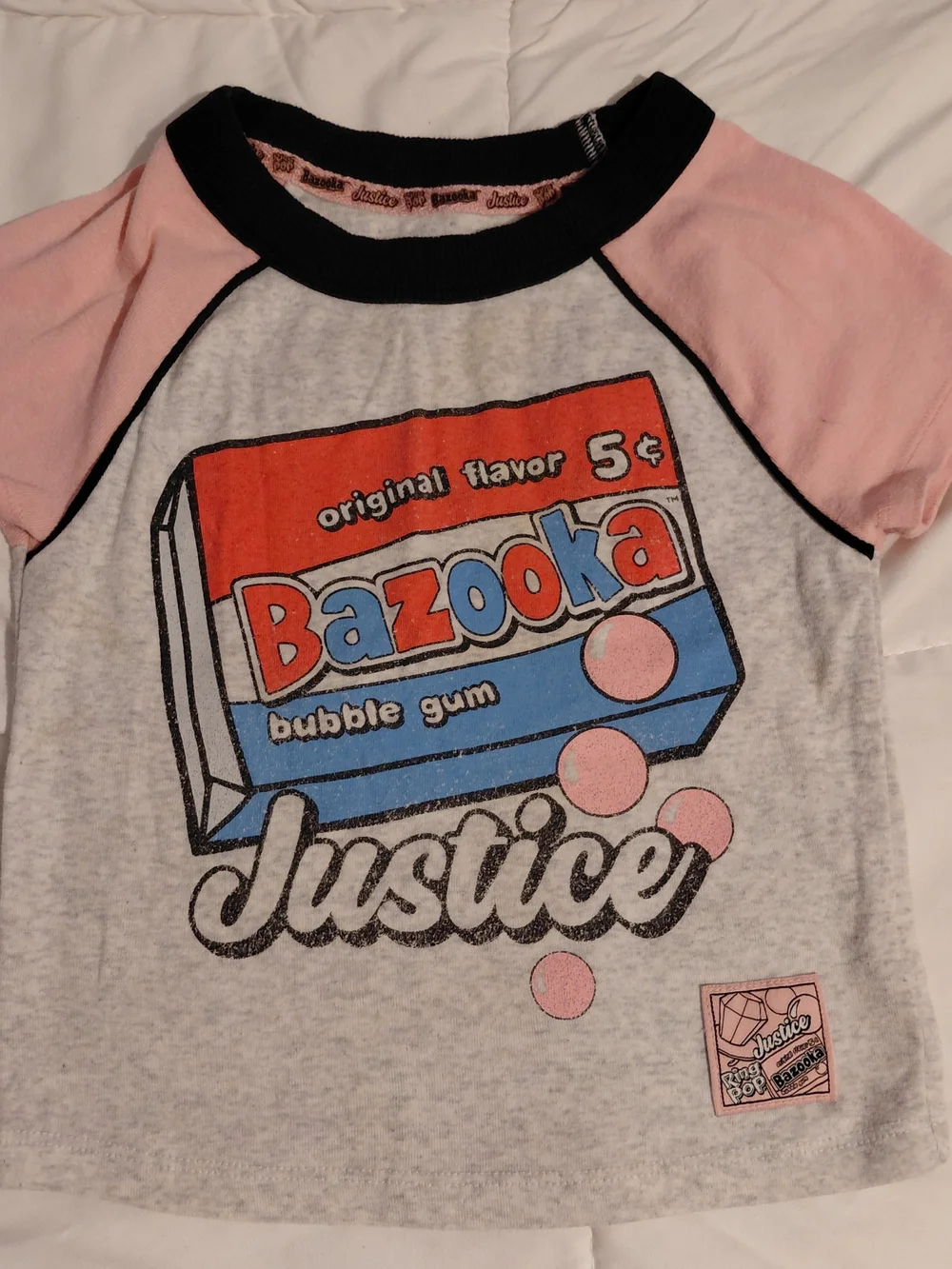Justice Kids Pink & White Bazooka Graphic Tee